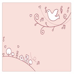 Bird City Sing Pink Notes Music Large Satin Scarf (square)