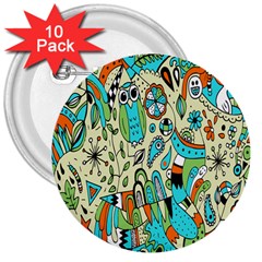 Animals Caterpillar Worm Owl Snake Leaf Flower Floral 3  Buttons (10 Pack) 