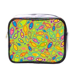 Animals Fish Green Pink Blue Green Yellow Water River Sea Mini Toiletries Bags