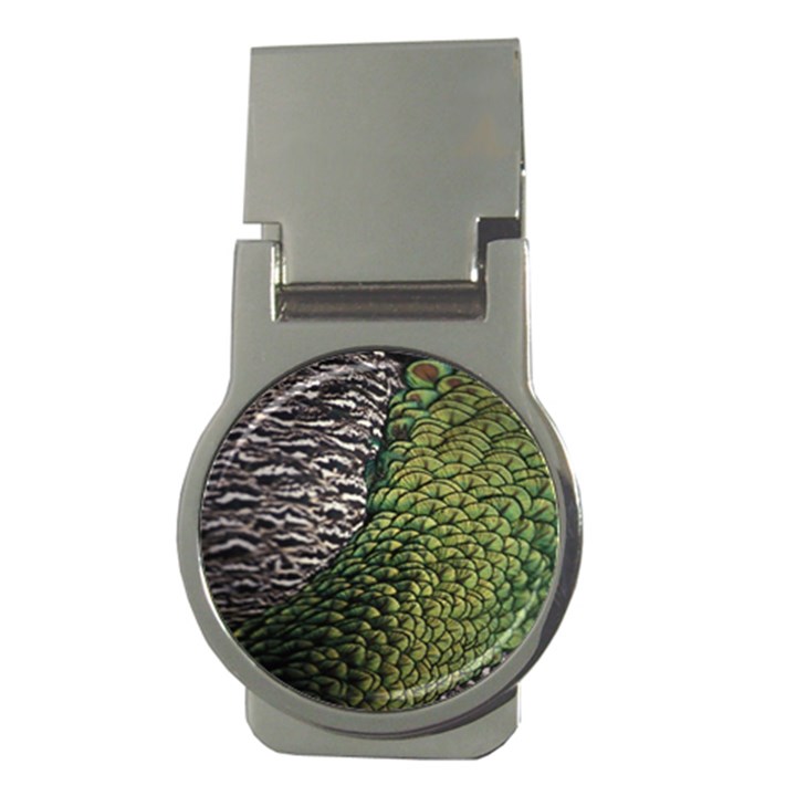 Bird Feathers Green Brown Money Clips (Round) 