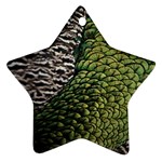 Bird Feathers Green Brown Star Ornament (Two Sides) Front