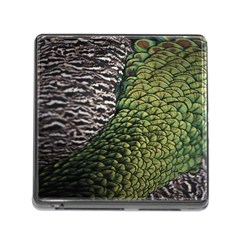 Bird Feathers Green Brown Memory Card Reader (square)