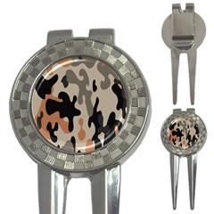 Camouflage Army Disguise Grey Orange Black 3-in-1 Golf Divots by Alisyart