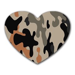 Camouflage Army Disguise Grey Orange Black Heart Mousepads