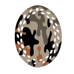 Camouflage Army Disguise Grey Orange Black Oval Filigree Ornament (two Sides)