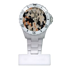 Camouflage Army Disguise Grey Orange Black Plastic Nurses Watch