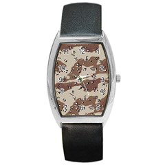 Camouflage Army Disguise Grey Brown Barrel Style Metal Watch by Alisyart