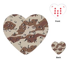 Camouflage Army Disguise Grey Brown Playing Cards (heart)  by Alisyart