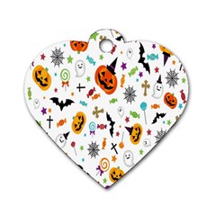 Candy Pumpkins Bat Helloween Star Hat Dog Tag Heart (one Side) by Alisyart