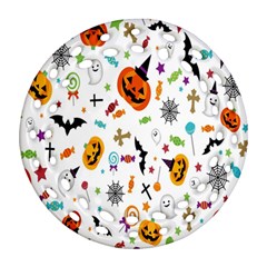 Candy Pumpkins Bat Helloween Star Hat Round Filigree Ornament (two Sides)