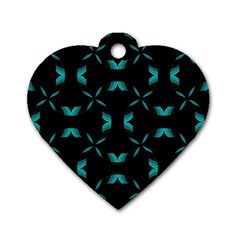 Chevron Blue Wave Dog Tag Heart (one Side)