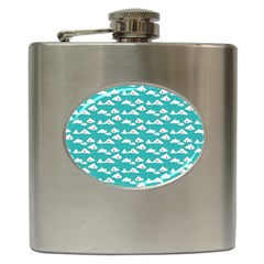 Cloud Blue Sky Sea Beach Bird Hip Flask (6 Oz) by Alisyart