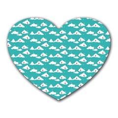 Cloud Blue Sky Sea Beach Bird Heart Mousepads