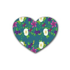 Caterpillar Flower Floral Leaf Rose White Purple Green Yellow Animals Rubber Coaster (heart) 