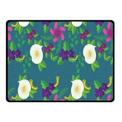 Caterpillar Flower Floral Leaf Rose White Purple Green Yellow Animals Fleece Blanket (small)