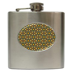 Caleidoskope Star Glass Flower Floral Color Gold Hip Flask (6 Oz)