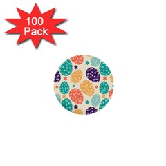 Egg Flower Floral Circle Orange Purple Blue 1  Mini Buttons (100 Pack)  by Alisyart