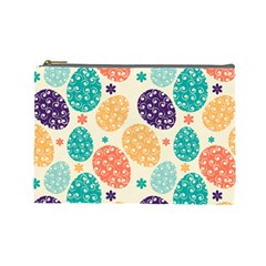 Egg Flower Floral Circle Orange Purple Blue Cosmetic Bag (large) 