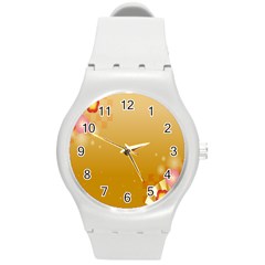 Flower Arrangements Season Floral Orange Round Plastic Sport Watch (m)