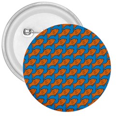 Fish Sea Beach Swim Orange Blue 3  Buttons