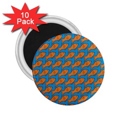 Fish Sea Beach Swim Orange Blue 2 25  Magnets (10 Pack)  by Alisyart