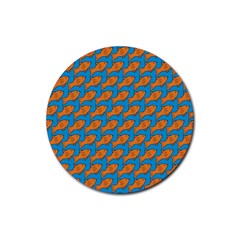 Fish Sea Beach Swim Orange Blue Rubber Coaster (round)  by Alisyart