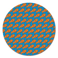 Fish Sea Beach Swim Orange Blue Magnet 5  (Round)