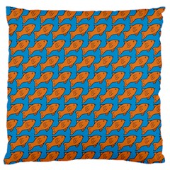 Fish Sea Beach Swim Orange Blue Large Flano Cushion Case (Two Sides)