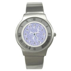 Floral Gray Springtime Flower Stainless Steel Watch by Alisyart