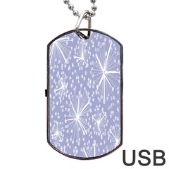 Floral Gray Springtime Flower Dog Tag Usb Flash (one Side)