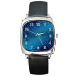 Abstract Fractal Blue Background Square Metal Watch Front