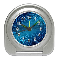 Abstract Fractal Blue Background Travel Alarm Clocks by Amaryn4rt