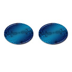 Abstract Fractal Blue Background Cufflinks (oval) by Amaryn4rt