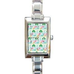 Flower Arrangements Season Sunflower Green Blue Pink Red Waves Rectangle Italian Charm Watch by Alisyart