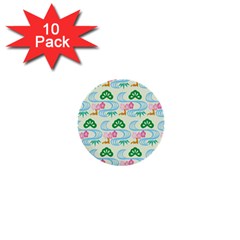 Flower Arrangements Season Sunflower Green Blue Pink Red Waves 1  Mini Buttons (10 Pack) 