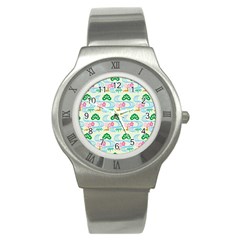 Flower Arrangements Season Sunflower Green Blue Pink Red Waves Stainless Steel Watch