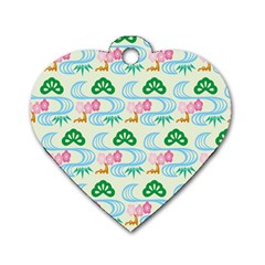 Flower Arrangements Season Sunflower Green Blue Pink Red Waves Dog Tag Heart (two Sides) by Alisyart