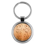 Texture Material Textile Gold Key Chains (Round)  Front