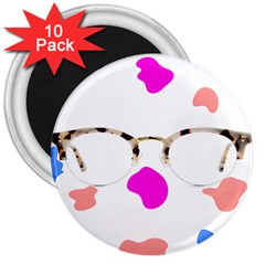 Glasses Blue Pink Brown 3  Magnets (10 Pack) 