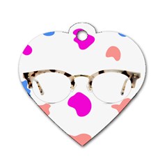 Glasses Blue Pink Brown Dog Tag Heart (two Sides) by Alisyart
