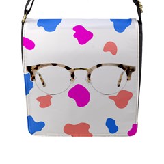 Glasses Blue Pink Brown Flap Messenger Bag (l) 