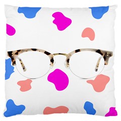 Glasses Blue Pink Brown Large Flano Cushion Case (one Side)