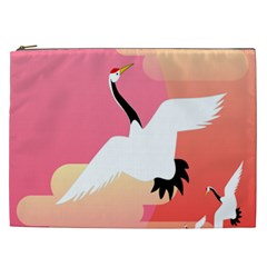 Goose Swan Pink Orange White Animals Fly Cosmetic Bag (xxl) 