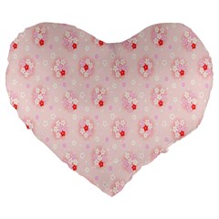 Flower Arrangements Season Pink Large 19  Premium Flano Heart Shape Cushions