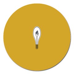 Idea Lamp White Orange Magnet 5  (round)