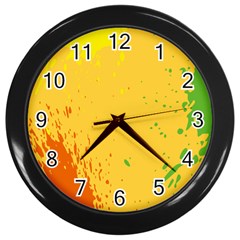 Paint Stains Spot Yellow Orange Green Wall Clocks (black)