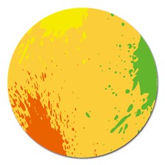 Paint Stains Spot Yellow Orange Green Magnet 5  (round)