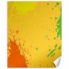 Paint Stains Spot Yellow Orange Green Canvas 11  X 14  