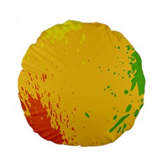 Paint Stains Spot Yellow Orange Green Standard 15  Premium Round Cushions