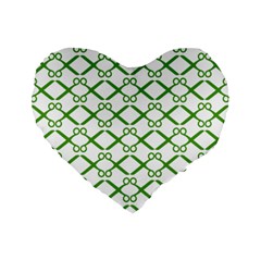 Scissor Green Standard 16  Premium Flano Heart Shape Cushions